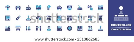 Controller icon collection. Duotone color. Vector illustration. Containing controllerpad, controller, gamecontroller, videogame, controllever, thermostat.