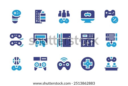 Controller icon set. Duotone color. Vector illustration. Containing controller, controllerpad, gamecontroller, team, videogame, videoconsole, gameconsole.