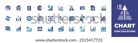 Chart icon collection. Duotone color. Vector illustration. Containing bargraph, barchart, piechart, chart, analysis, conversation, report, growth, analytics, travel.