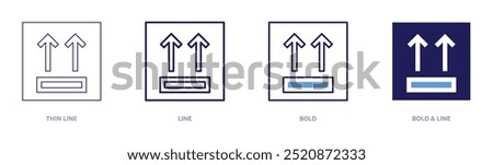 Side up icon in 4 different styles. Thin Line, Line, Bold, and Bold Line. Duotone style. Editable stroke.