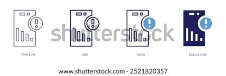 Mobile data icon in 4 different styles. Thin Line, Line, Bold, and Bold Line. Duotone style. Editable stroke.