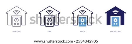 Smarthouse icon in 4 different styles. Thin Line, Line, Bold, and Bold Line. Duotone style. Editable stroke.