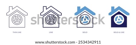 Smart ventilation icon in 4 different styles. Thin Line, Line, Bold, and Bold Line. Duotone style. Editable stroke.