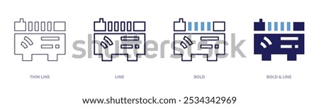 Smart heater icon in 4 different styles. Thin Line, Line, Bold, and Bold Line. Duotone style. Editable stroke.