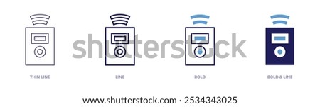 Remote icon in 4 different styles. Thin Line, Line, Bold, and Bold Line. Duotone style. Editable stroke.