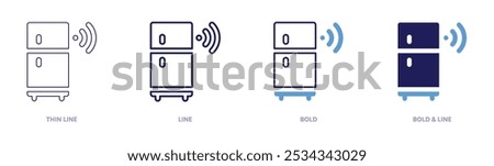 Refrigerator icon in 4 different styles. Thin Line, Line, Bold, and Bold Line. Duotone style. Editable stroke.