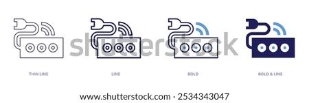 Multiplier icon in 4 different styles. Thin Line, Line, Bold, and Bold Line. Duotone style. Editable stroke.