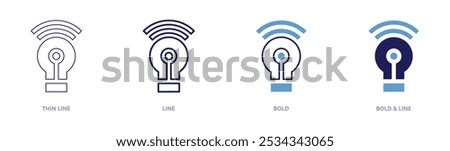 Light bulb automation icon in 4 different styles. Thin Line, Line, Bold, and Bold Line. Duotone style. Editable stroke.