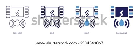 Leak icon in 4 different styles. Thin Line, Line, Bold, and Bold Line. Duotone style. Editable stroke.