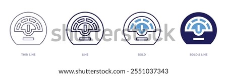 Speedometer reset icon in 4 different styles. Thin Line, Line, Bold, and Bold Line. Duotone style. Editable stroke.