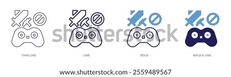 Local multiplayer icon in 4 different styles. Thin Line, Line, Bold, and Bold Line. Duotone style. Editable stroke.