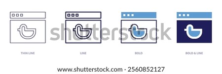 Network layer icon in 4 different styles. Thin Line, Line, Bold, and Bold Line. Duotone style. Editable stroke.