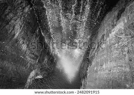 Similar – Image, Stock Photo mountain river with tall cliffs and green plants in a canyon