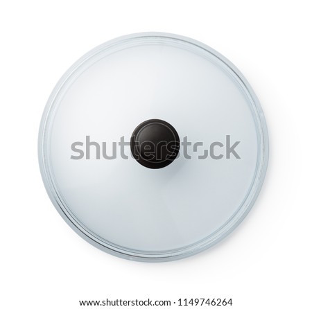 Top view of glass pan lid isolated on white Stock fotó © 