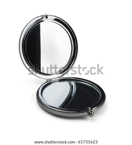 Pocket makeup mini mirror isolated on white