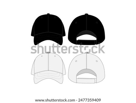 Hat Dad Cqp Vector Mockup Hat Techical Drawing Illustration Cap Hat Outline Template Flat Sketch Dad Hat Template