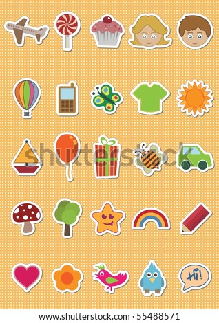 Cute Icons Stock Vector Illustration 55488571 : Shutterstock