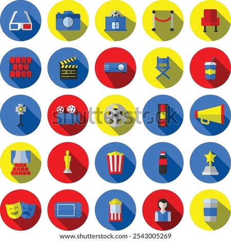 Cinema Icons Color Fill Style  Collection