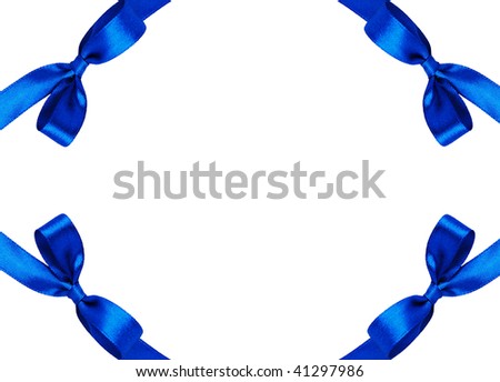 the attractive blue bows on the white background