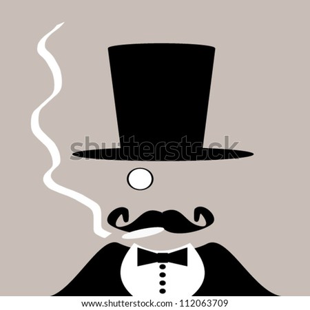 Gentleman With Top Hat And Monocle Smoking Marijuana Cigarette Stock ...