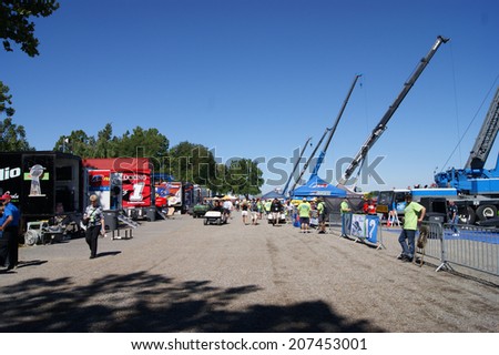 KENNEWICK, WA - JULY 25 : Pit area with large cranes during Tri-Cities Water Follies annual event