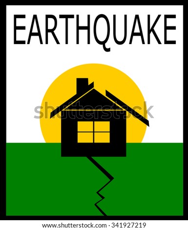 earthquake design with damaged home and cracked ground