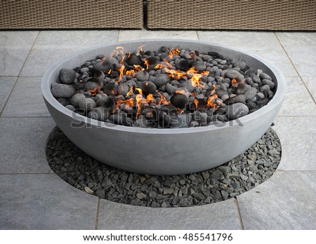 Modern Fire Pit On Backyard Patio Stock Photo 485541796 : Shutterstock