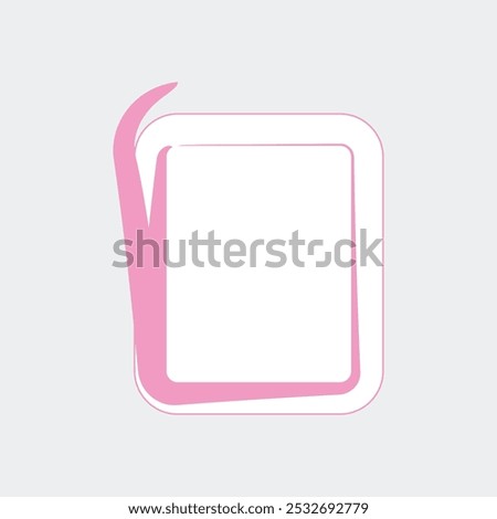  a stylized rectangular frame with rounded corners. The frame is primarily white, outlined in a soft pink color that adds a gentle touch. 