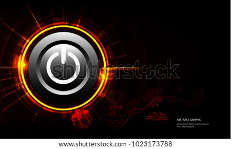 vector white power button on technology background.