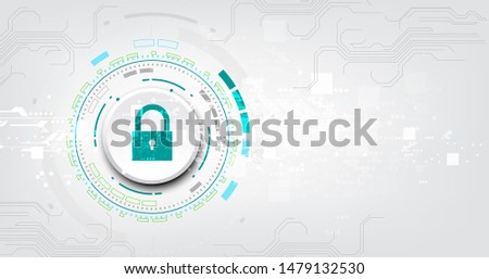 Padlock With Keyhole icon in. personal data security Illustrates cyber data or information privacy idea. abstract hi speed internet technology.