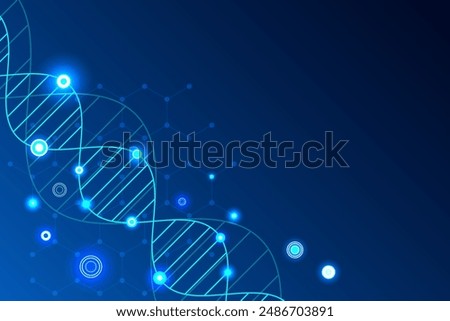 Abstract  technology science concept with a DNA molecules and biology vector illustration.DNA blue background. 