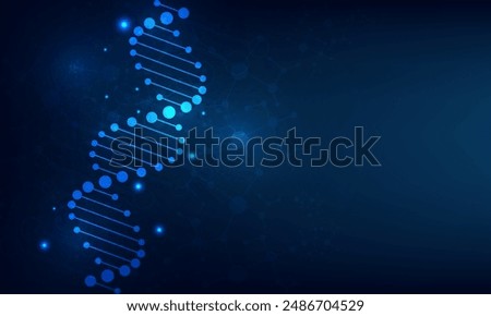 Abstract  technology science concept with a DNA molecules and biology vector illustration.DNA blue background. 