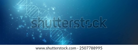 Abstract  technology science concept with a DNA molecules and biology vector illustration.DNA blue background. 