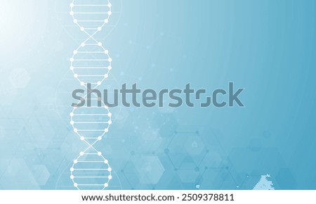 Abstract  technology science concept with a DNA molecules and biology vector illustration.DNA blue background. 