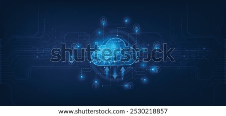 Cloud computing concept. Abstract cloud connection technology background.	