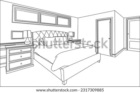 one line drawing and outline vector living room