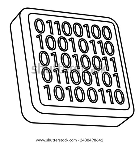 Science of Binary code icon silhouette white page for kids. Vector illustration of Binary code icon silhouette white page.

