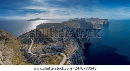 Similar – Foto Bild Blick vom Cap de Rep in Richtung Engolasters, man sieht auch die Stadt Encamp und Andorra La Vella, Andorra