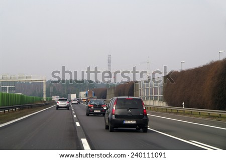 HIGHWAY, GERMANY - March 05, 2014 Fragments of high-speed roads of Germany