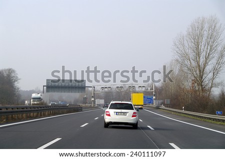HIGHWAY, GERMANY - March 05, 2014 Fragments of high-speed roads of Germany