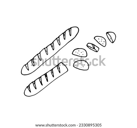 Hand-drawn loaves of bread, backery vector illustration, isolated on white background