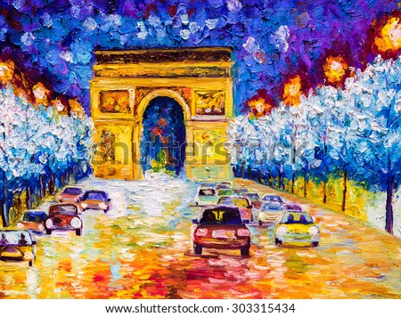 Oil Painting - Arc de triomphe, Paris