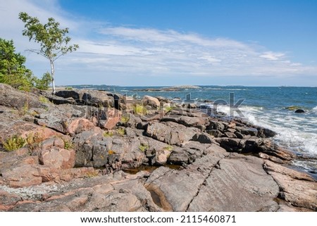 Similar – Image, Stock Photo Picturesque seaside with rocks at bright sunset