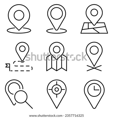 set of simple map pin thin line icons. Scratch pictograms.location icon set. Vector icon illustration isolated on white background. Premium quality symbol. Vector sign for mobile apps and websites