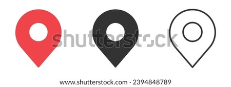 set of icons Location Pin, Map Pin, Place, Location, Address, location icon. Vector map pin, red pin on white background.