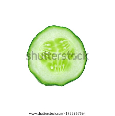 Cucumber.  Fresh cucumber slices isolated on white background. Cucumber slices close up.