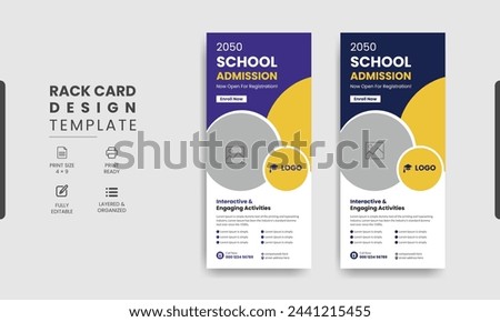 Back to school admission study college education kids promotion banner rollup dl flyer rack card template design, School Education Rack Card Design Template For Kids, Junior School Admission Dl Flyer