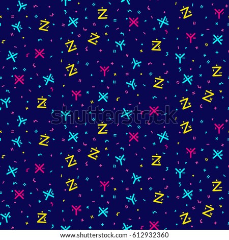 Colorful abstract seamless pattern with mathematical signs