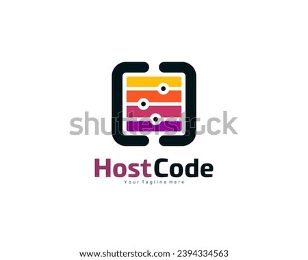 Modern Host code icon logo design vector, Abstract hosted logo design template