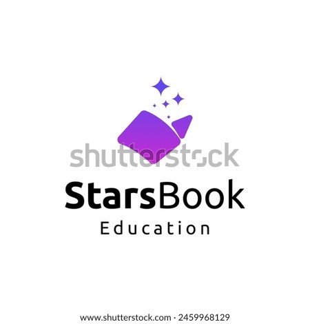 Vector stars book, reading logo design concept, creative education logo design template